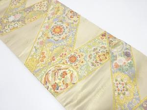 幾何学に鳳凰・華紋模様織出し袋帯